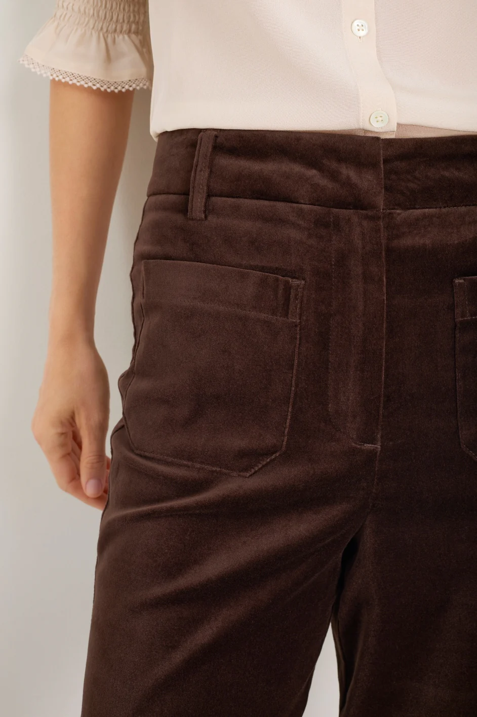 Iris Cotton Velvet Trouser - Cocoa - Image 2