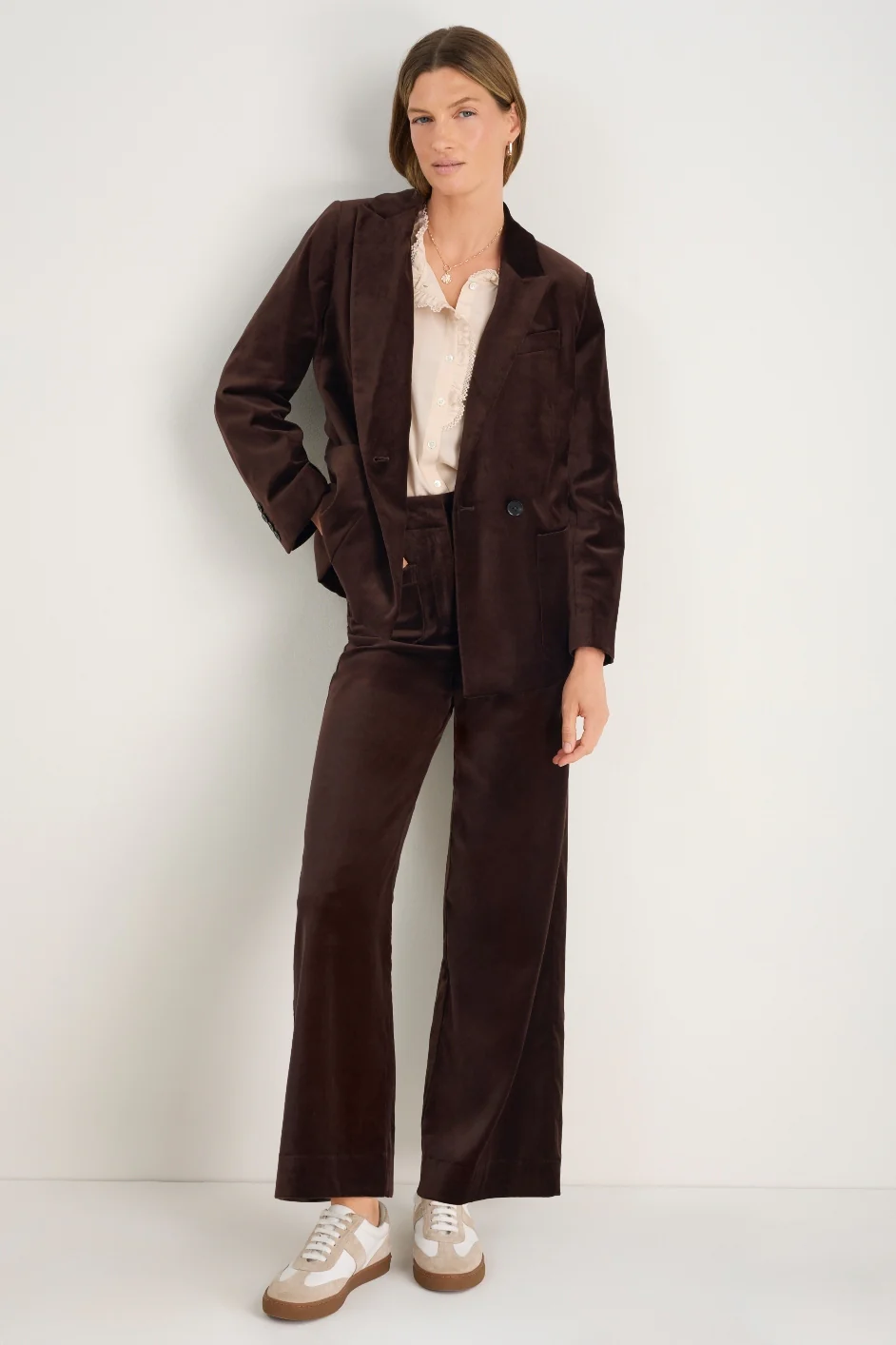 Iris Cotton Velvet Trouser - Cocoa - Image 3