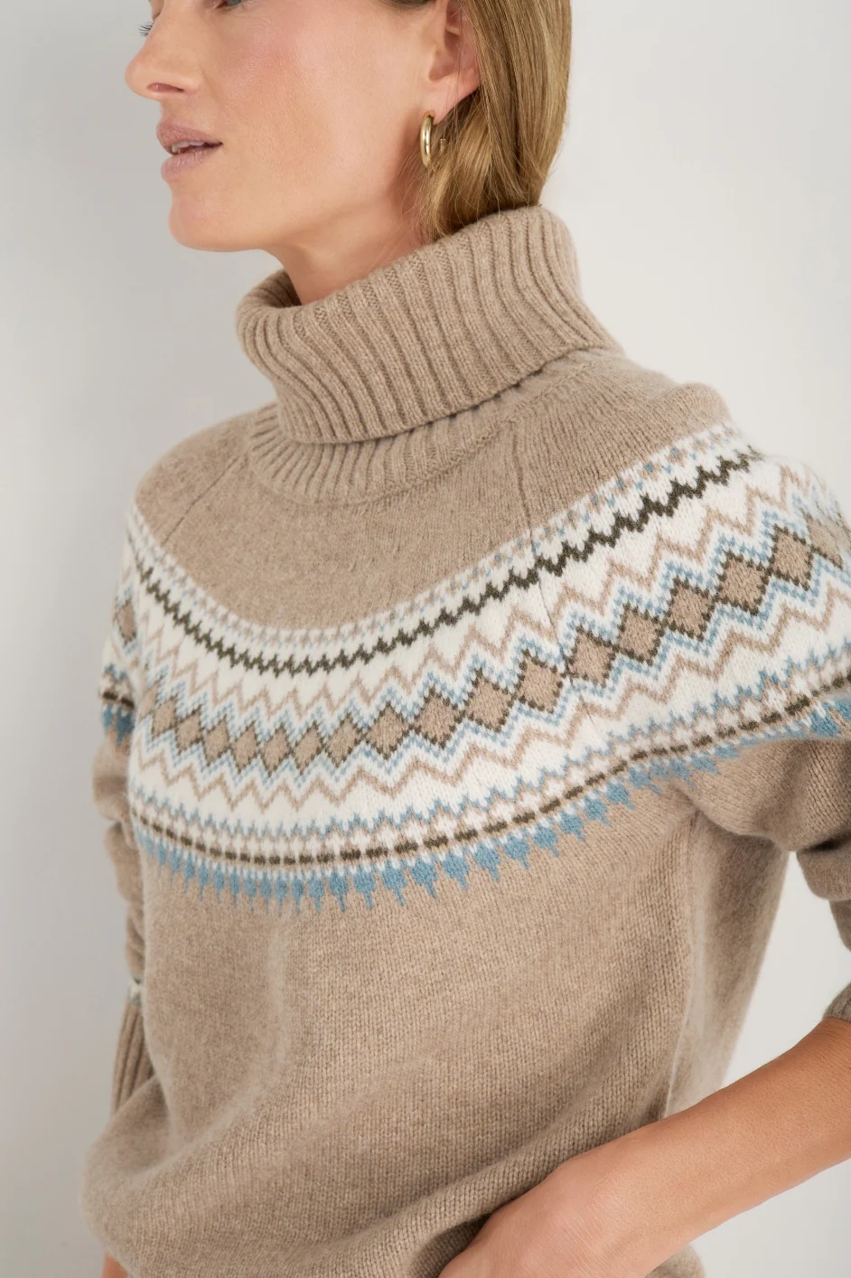 Iris Fairisle Jumper - Oat Melange - Image 2