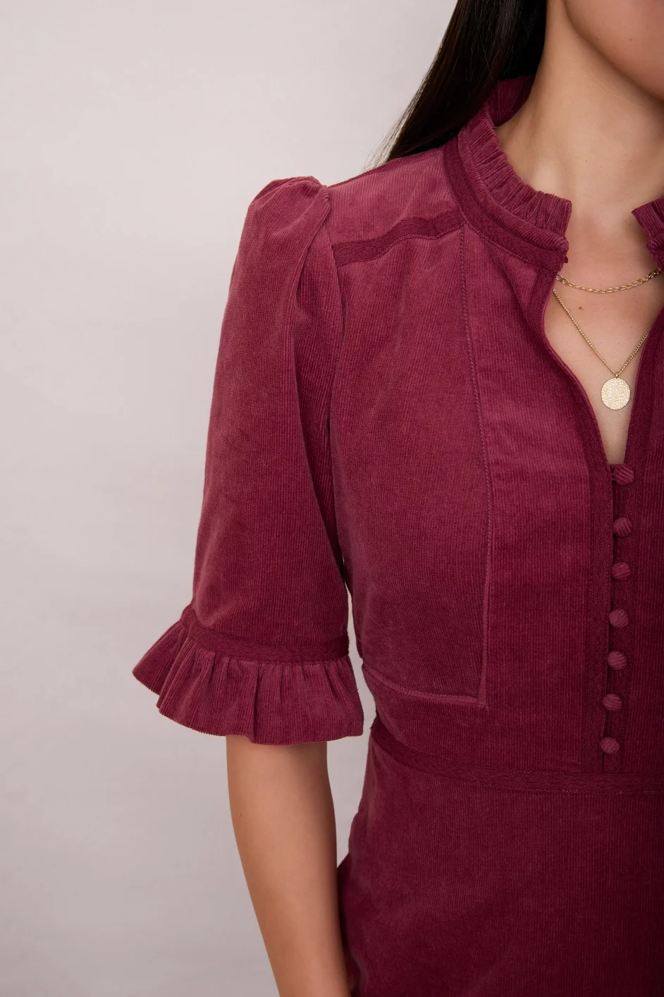 Jodi Cord Dress - Soft Plum - Image 2