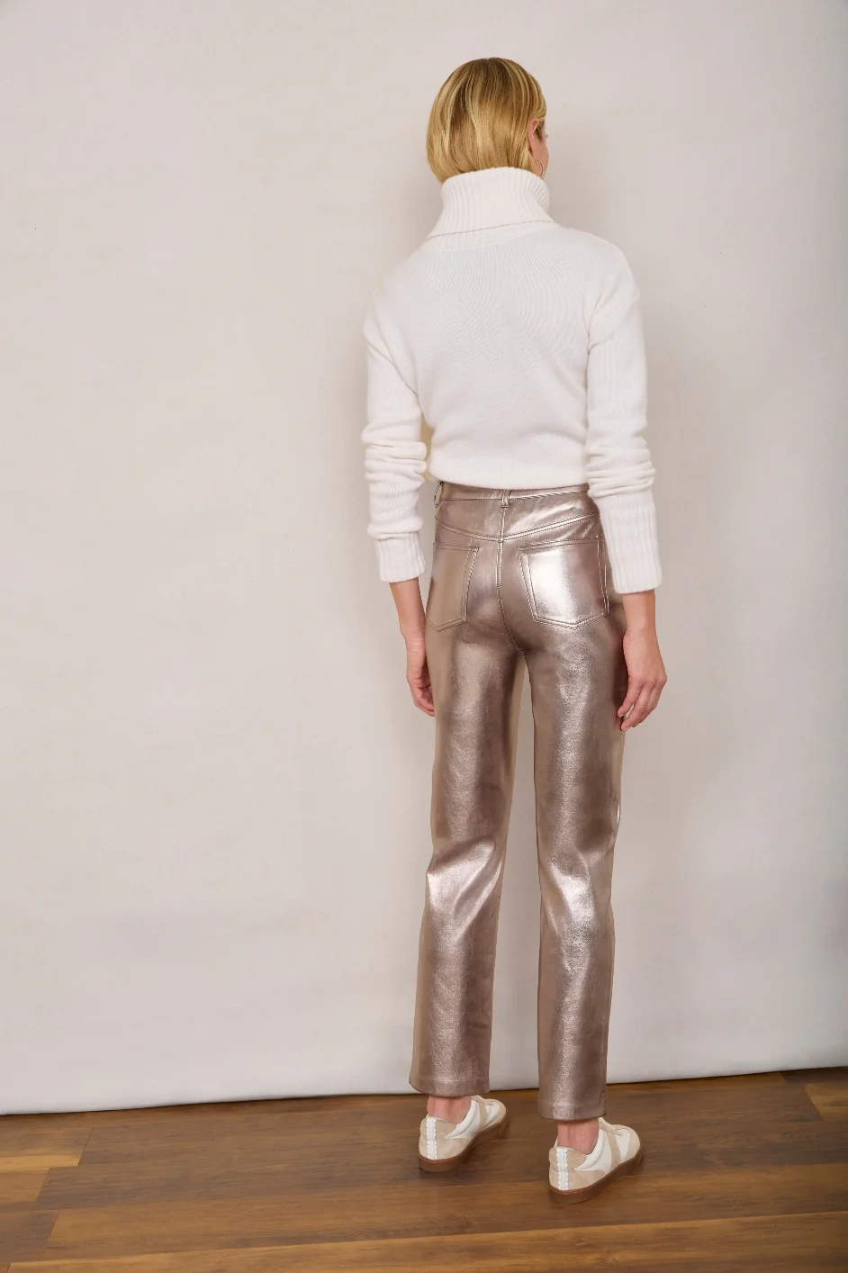 Josie Faux Leather Trouser - Warm Pewter - Image 4
