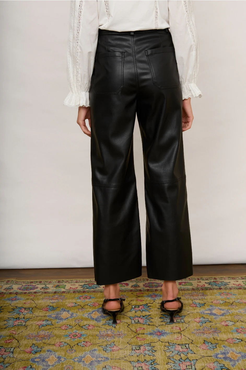 Jules Faux Leather Trousers - Black - Image 2