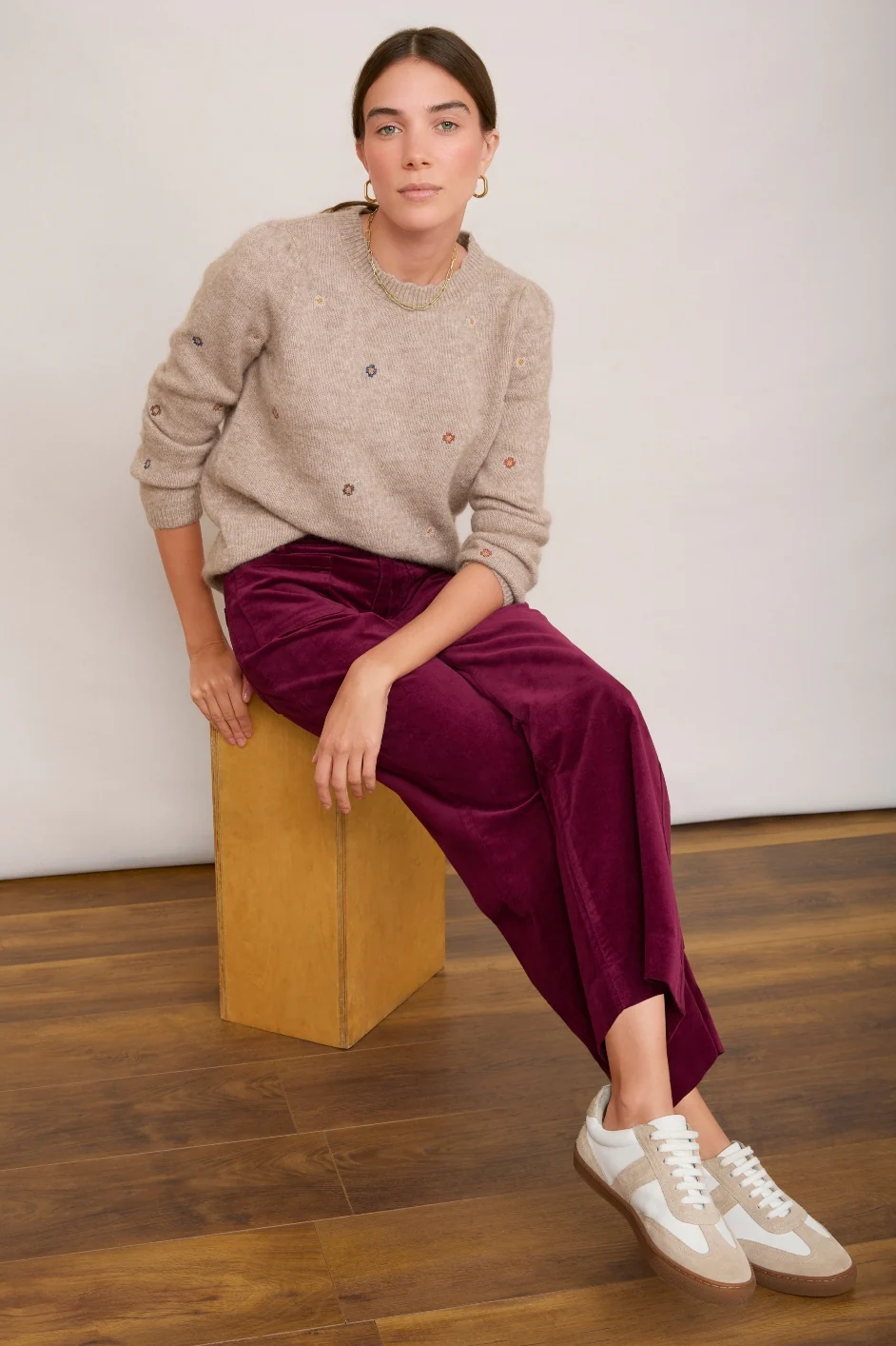 Jules Velvet Trouser - Raspberry - Image 2
