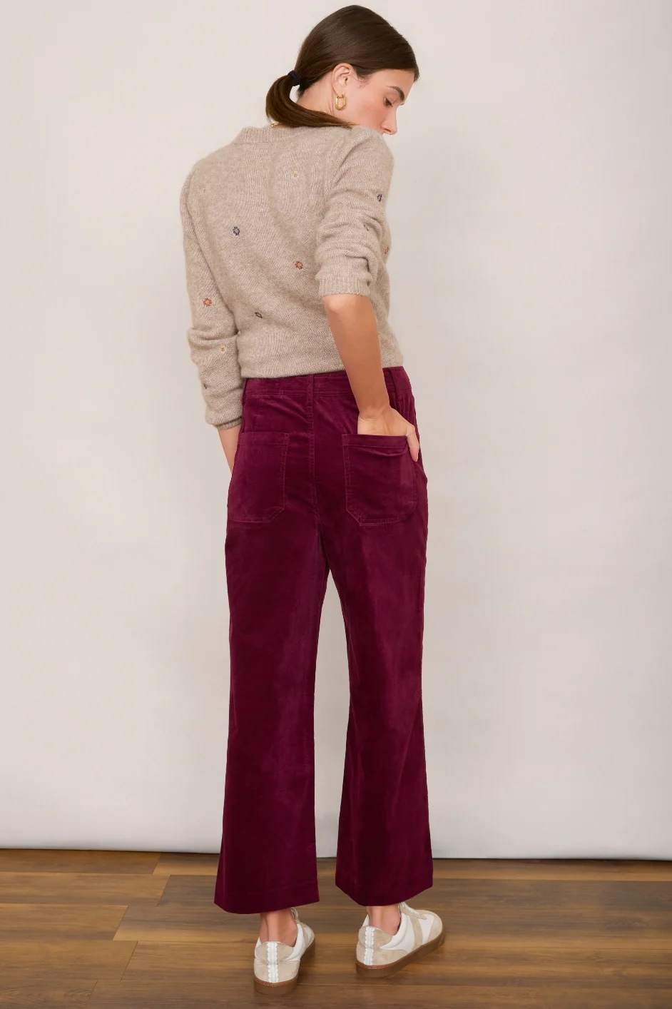 Jules Velvet Trouser - Raspberry - Image 3