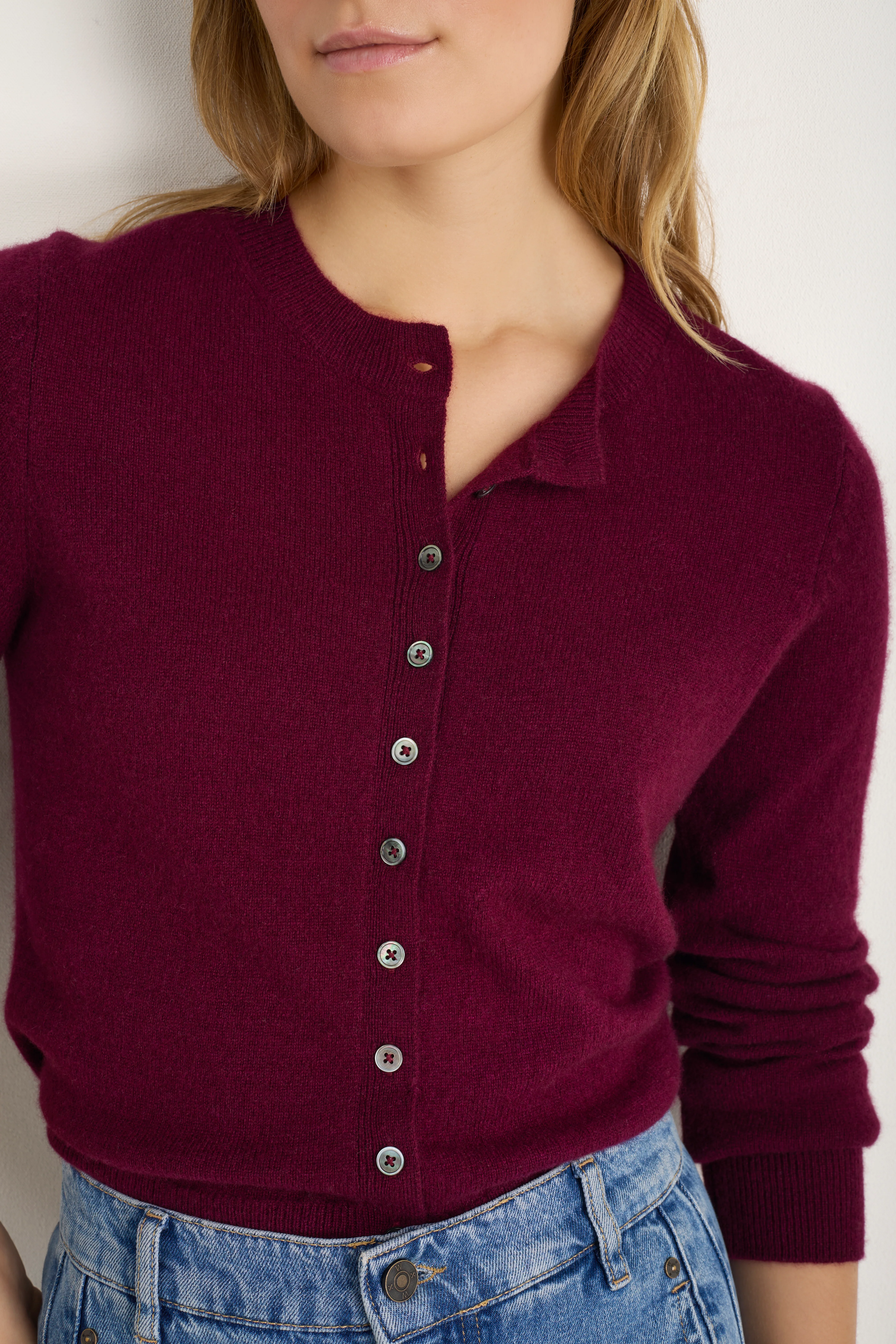 Katie Cashmere Cardigan - Deep Fig - Image 2