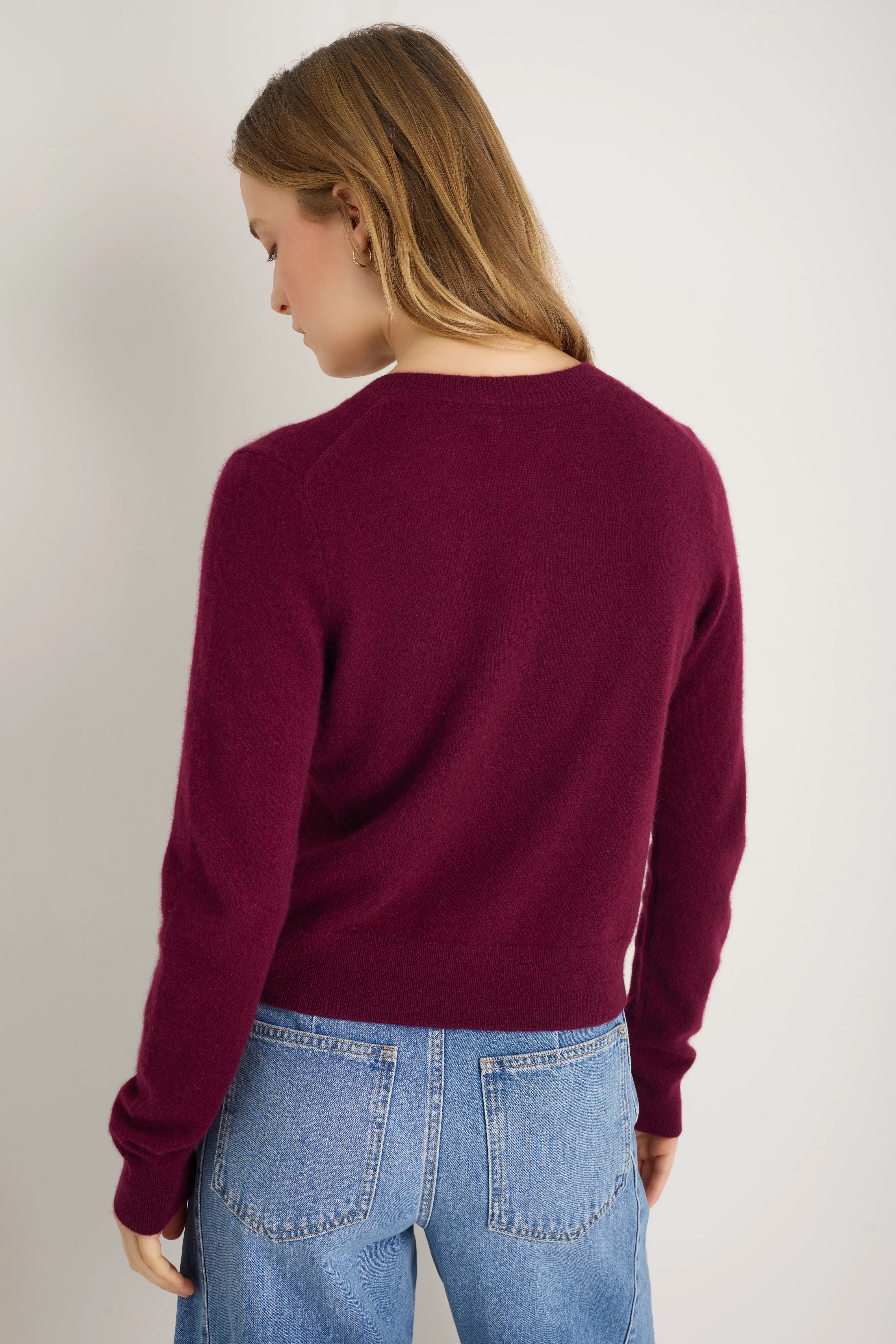 Katie Cashmere Cardigan - Deep Fig - Image 5