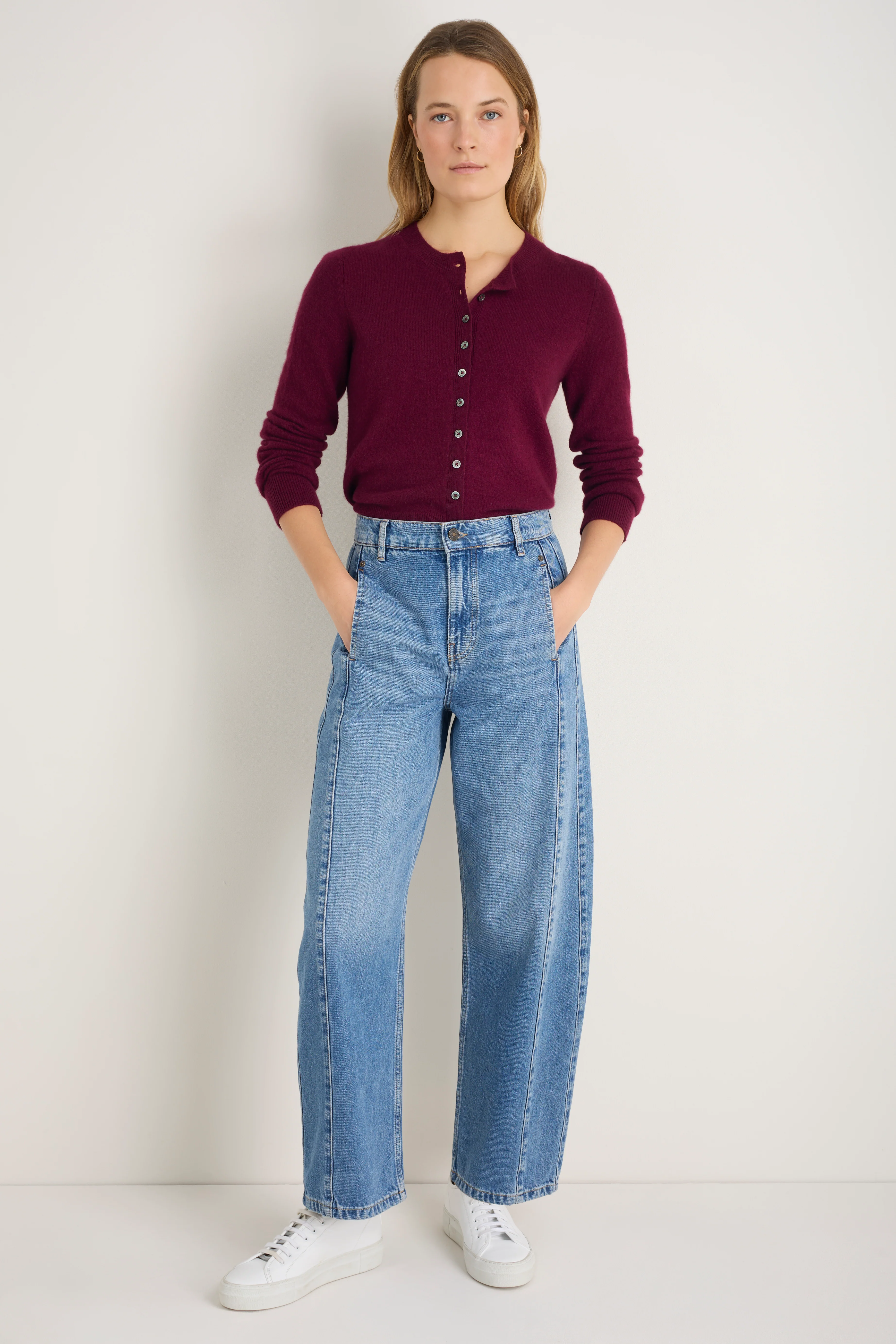 Katie Cashmere Cardigan - Deep Fig - Image 6