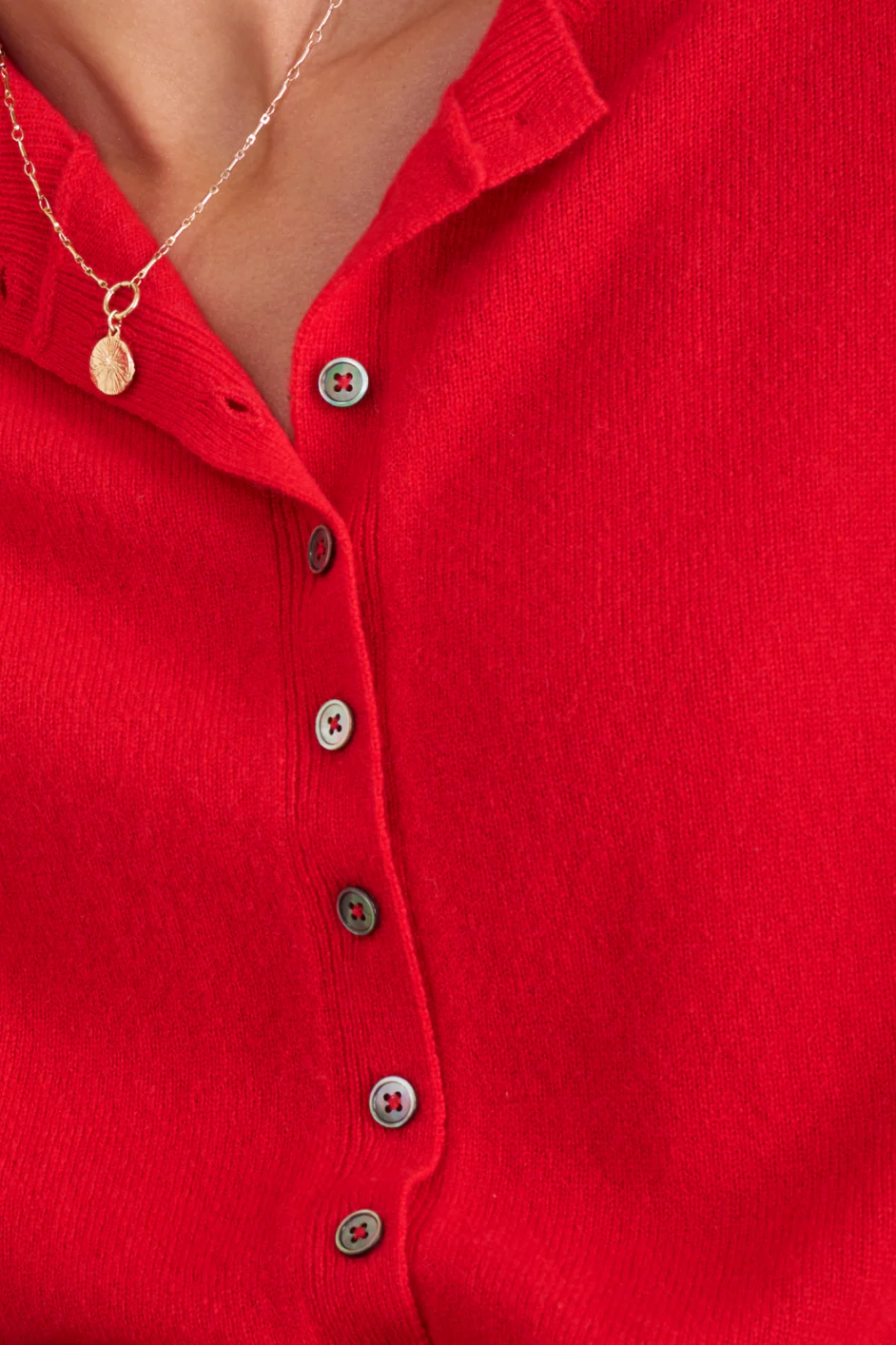Katie Cashmere Cardigan - Poppy Red - Image 2