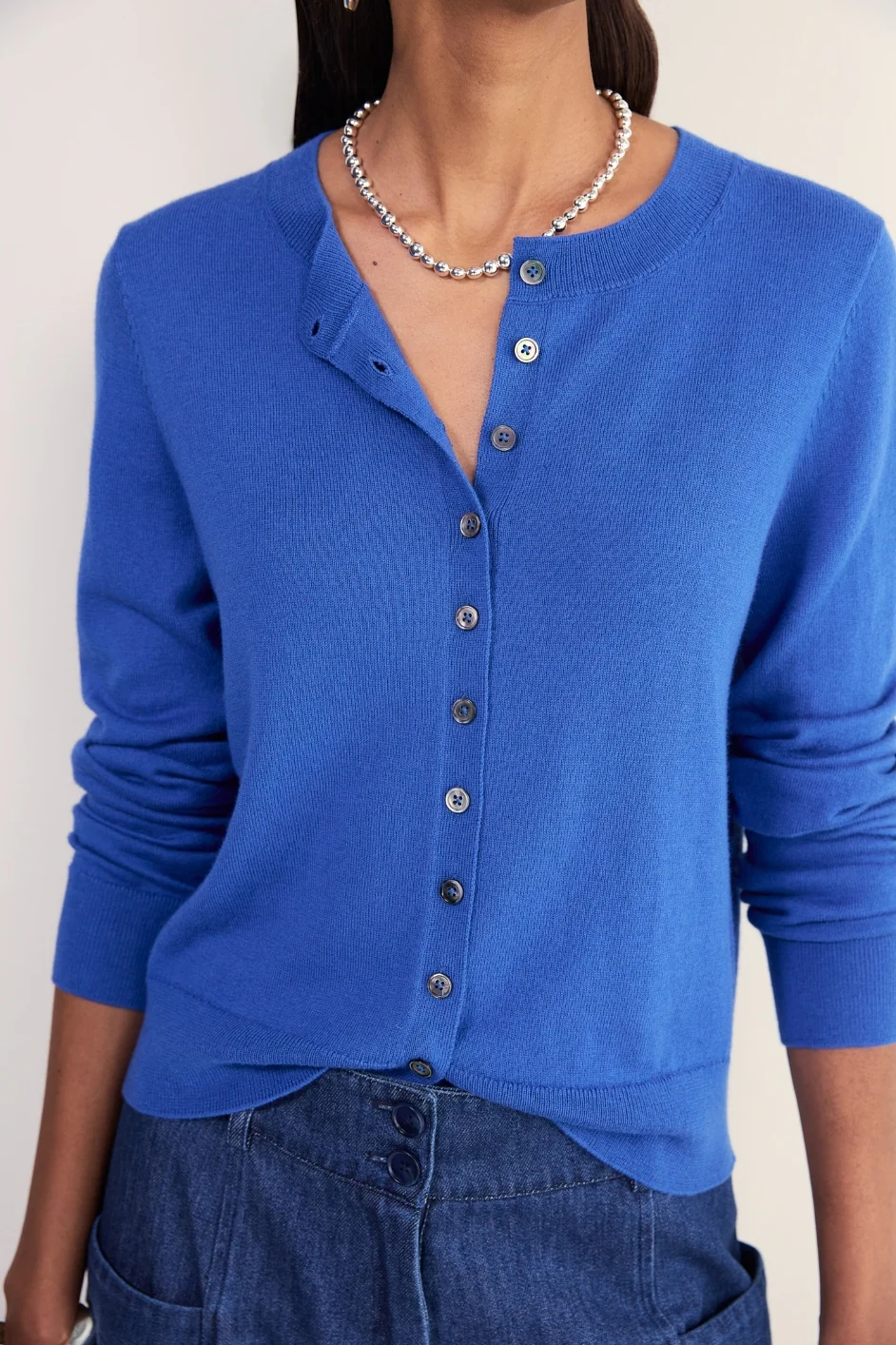 Katie Wool Cotton Cardigan - Soft Cobalt - Image 2