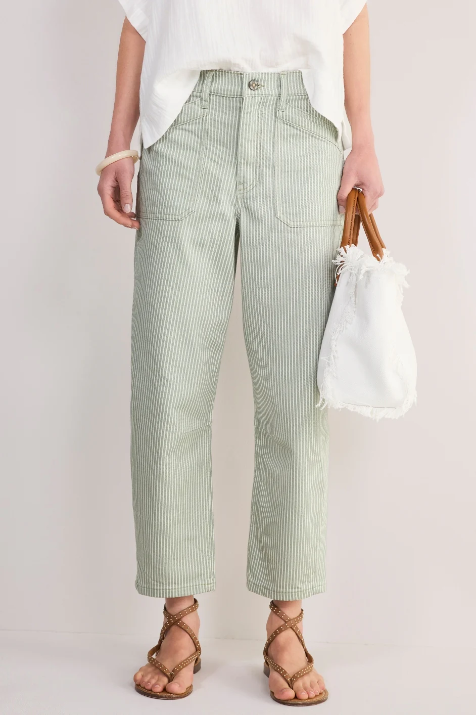 Kaya Cargo Barrel Jean - Olive Stripe - Image 3