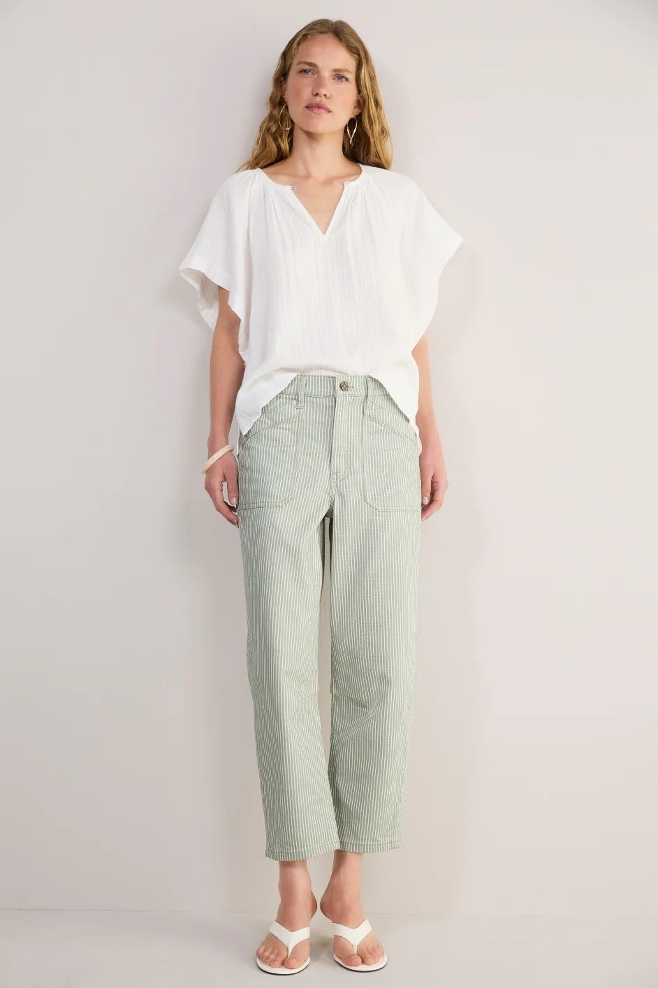 Kaya Cargo Barrel Jean - Olive Stripe - Image 4