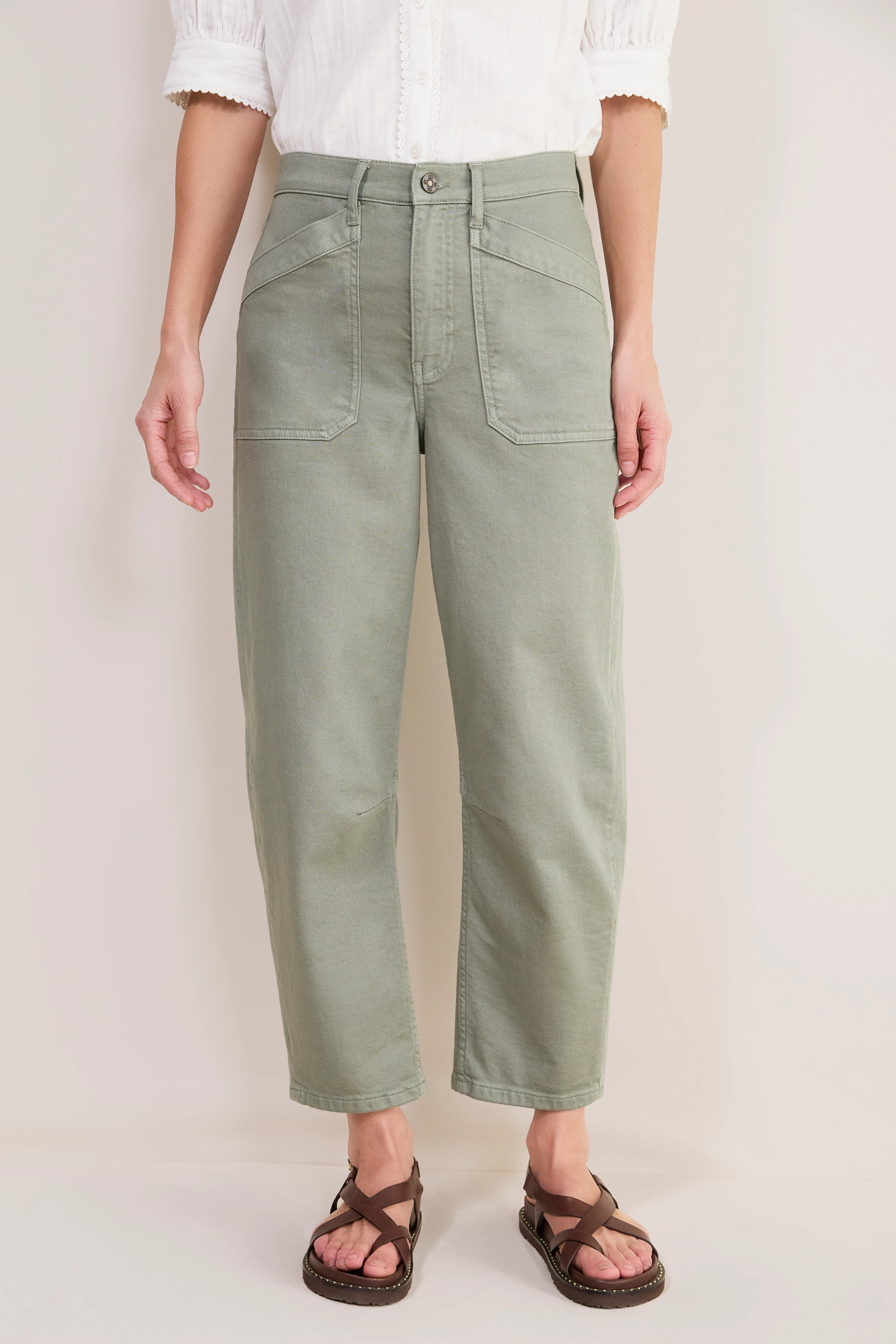 Kaya Cargo Barrel Jean - Sage Green - Image 4