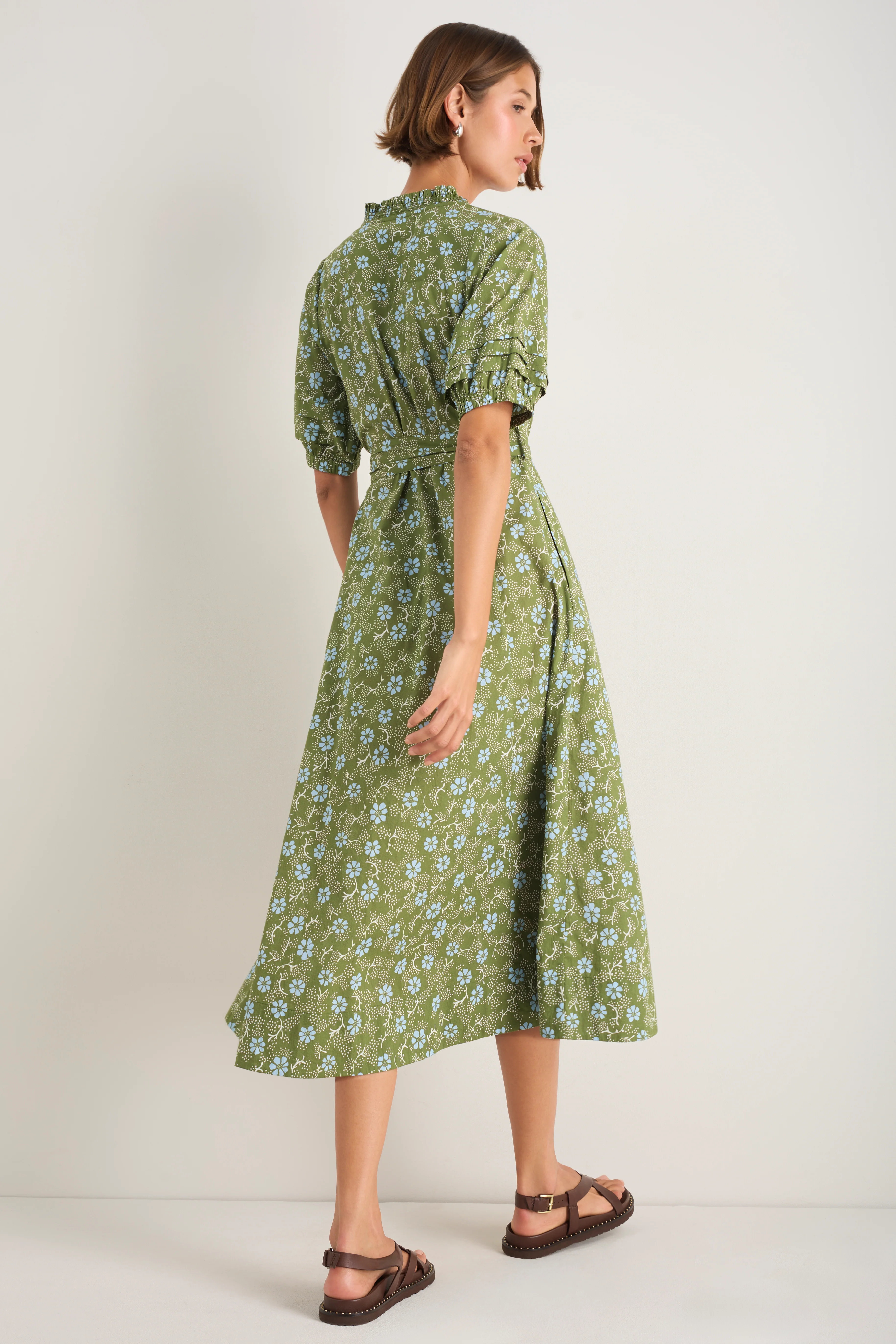 Kelly Dress - Olive Green Floral - Image 4