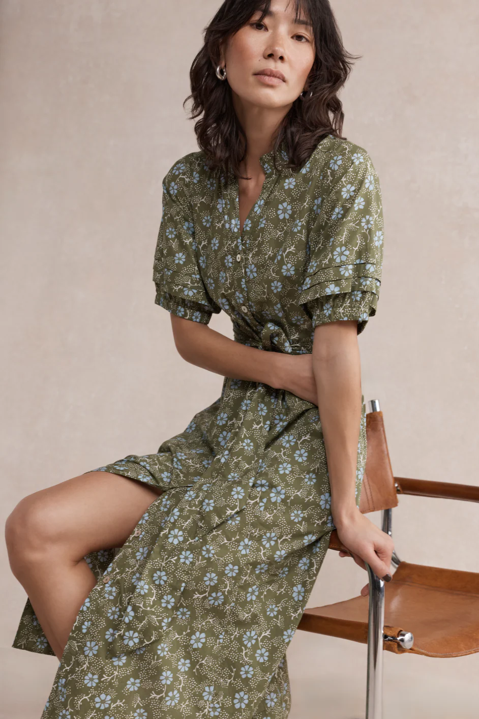 Kelly Dress - Olive Green Floral - Image 6