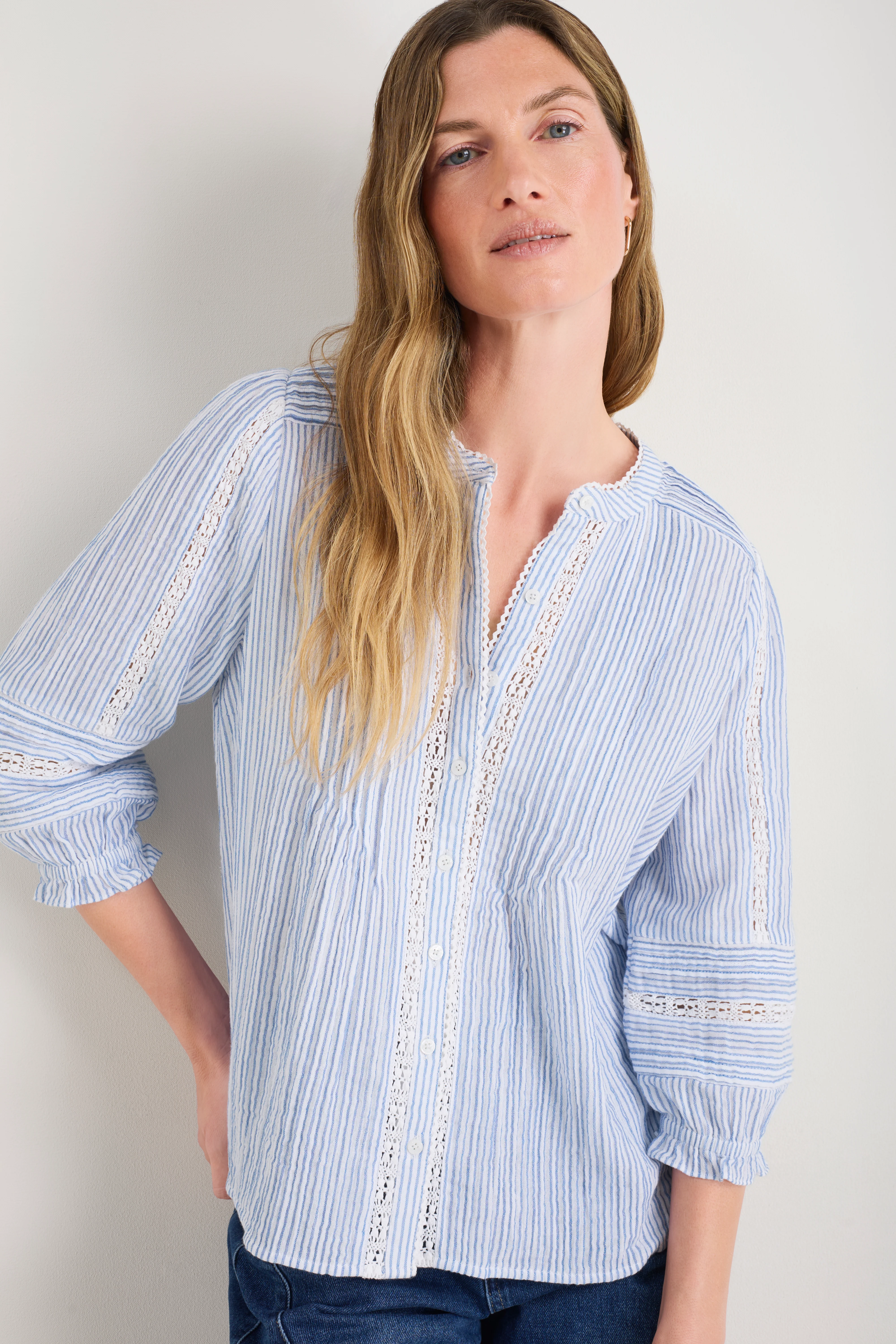 Kiki Blouse - Sky Blue/White Stripe - Image 6