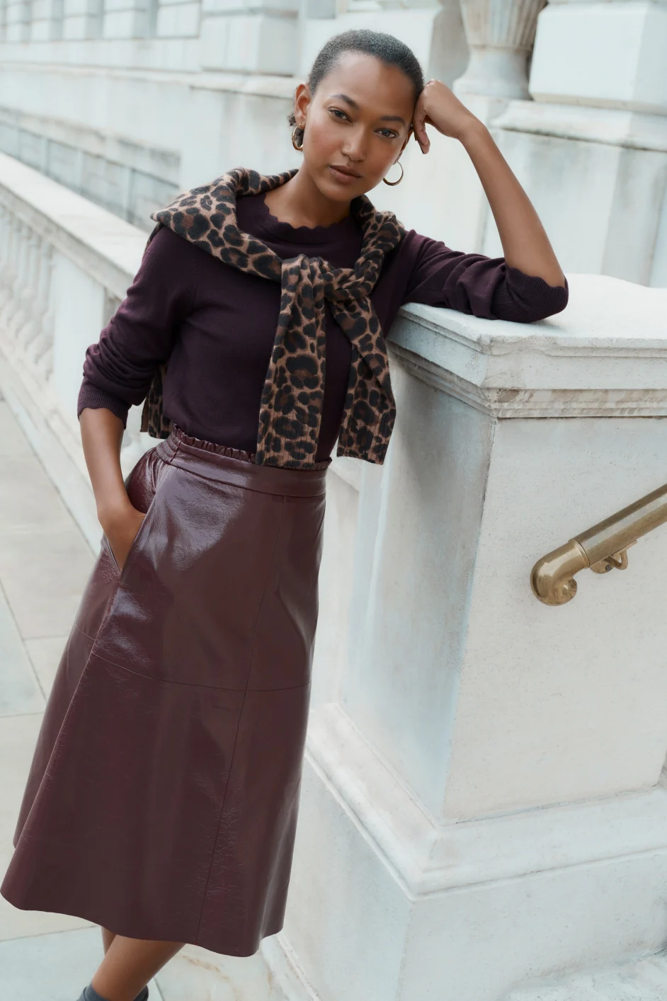 Lateisha Faux Leather Skirt - Plum Patent - Image 2