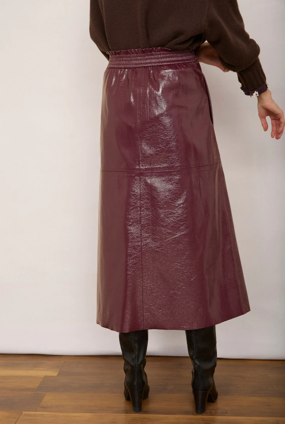 Lateisha Faux Leather Skirt - Plum Patent - Image 5
