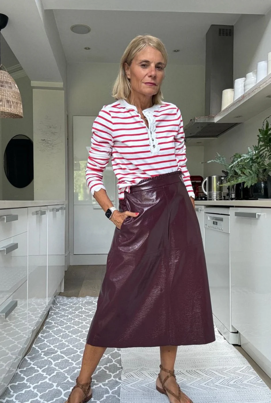 Lateisha Faux Leather Skirt - Plum Patent - Image 6