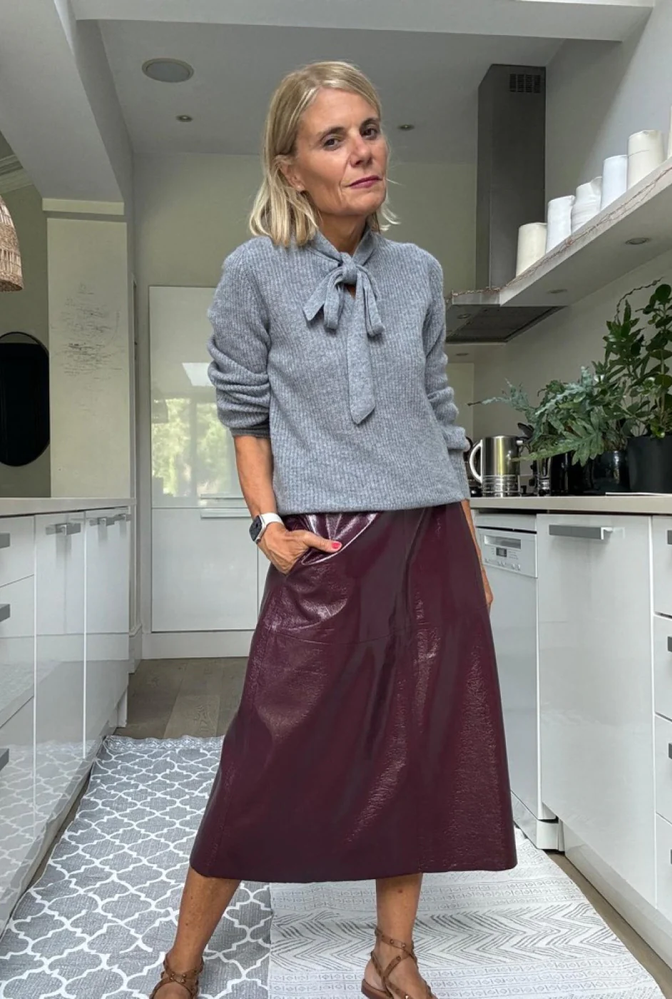 Lateisha Faux Leather Skirt - Plum Patent - Image 7