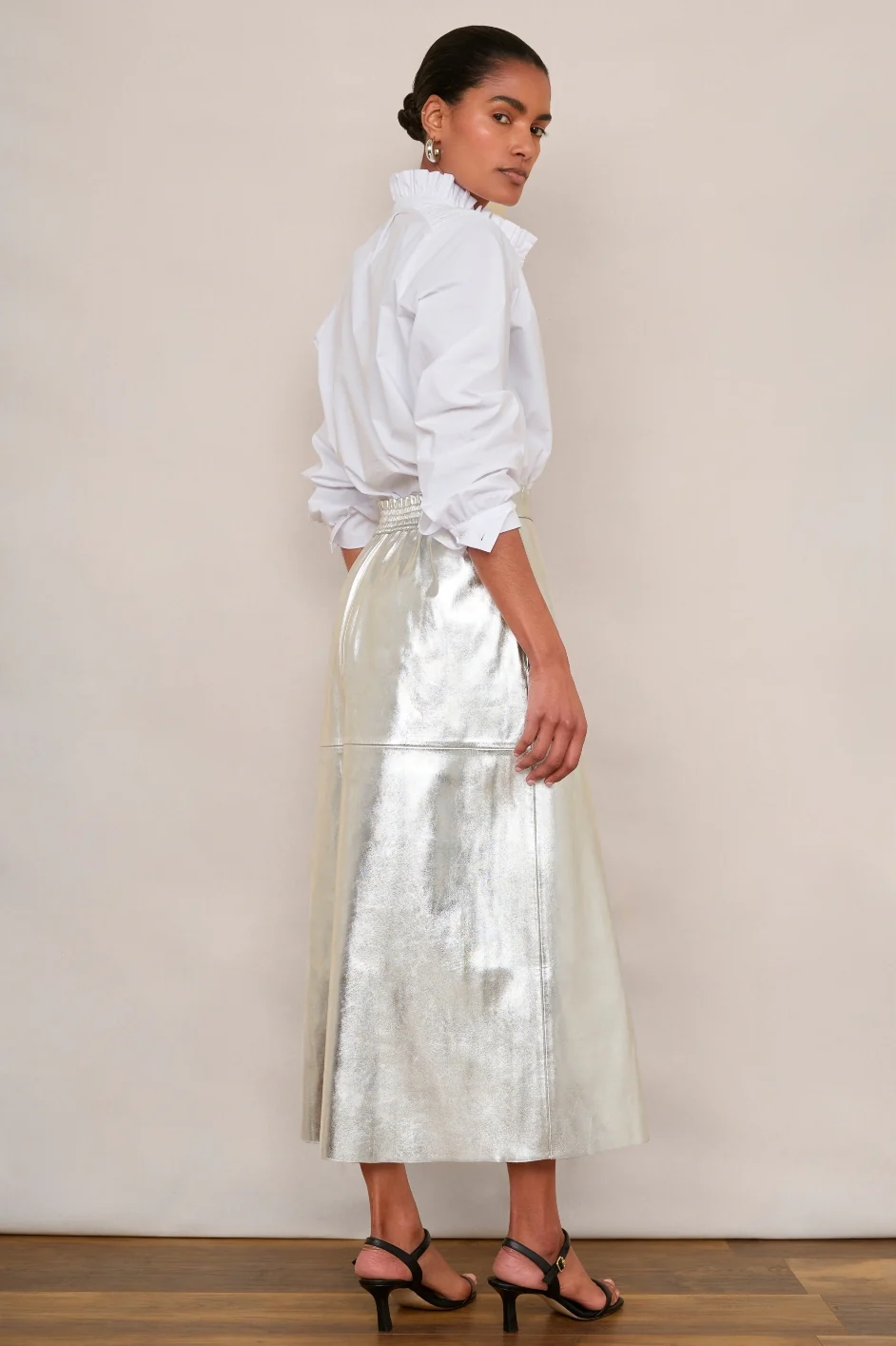 Lateisha Faux Leather Skirt - Silver - Image 4