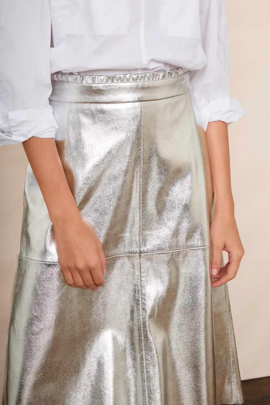 Lateisha Faux Leather Skirt - Silver - Image 6