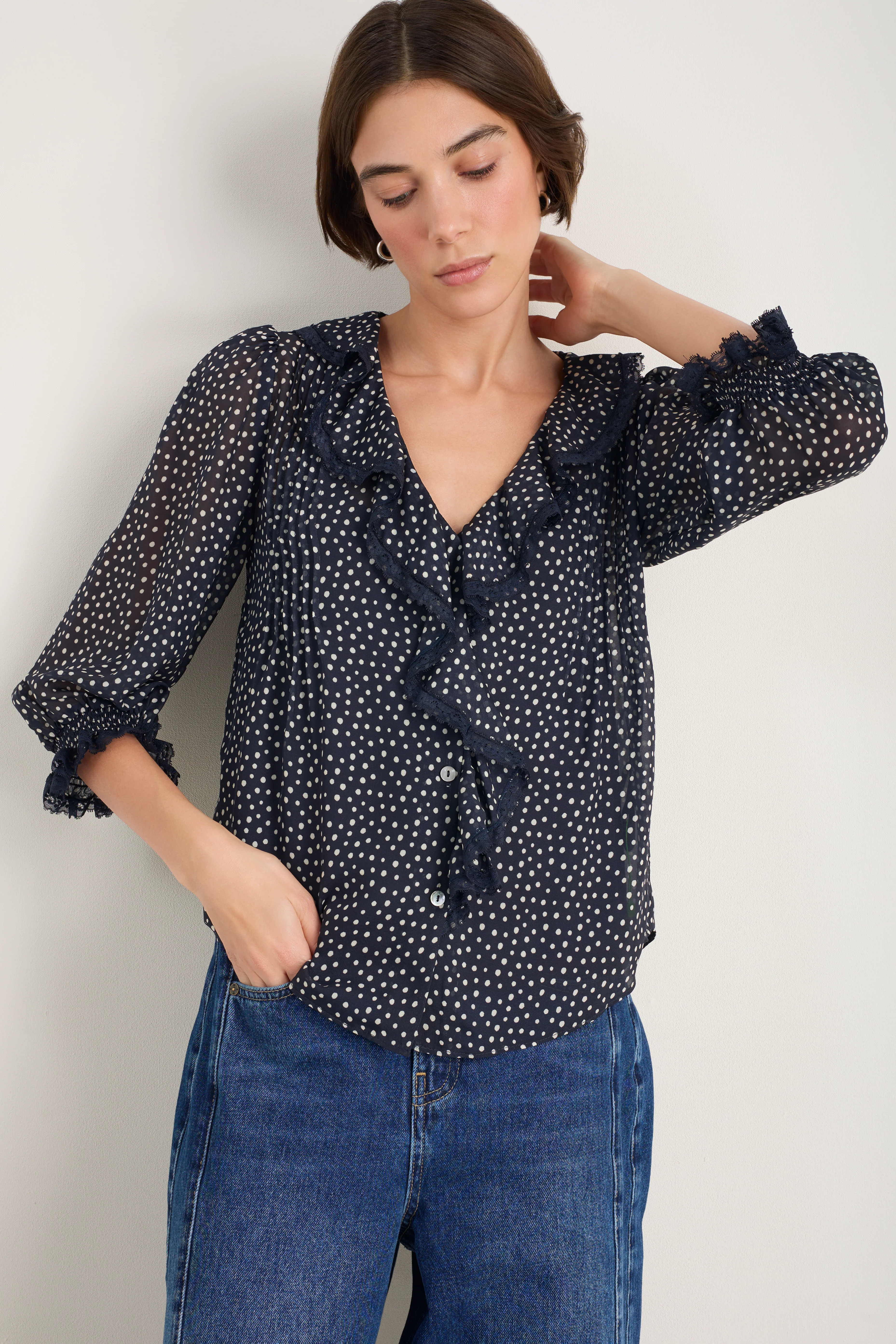 Laurent Silk Blouse - Midnight Spot - Image 3