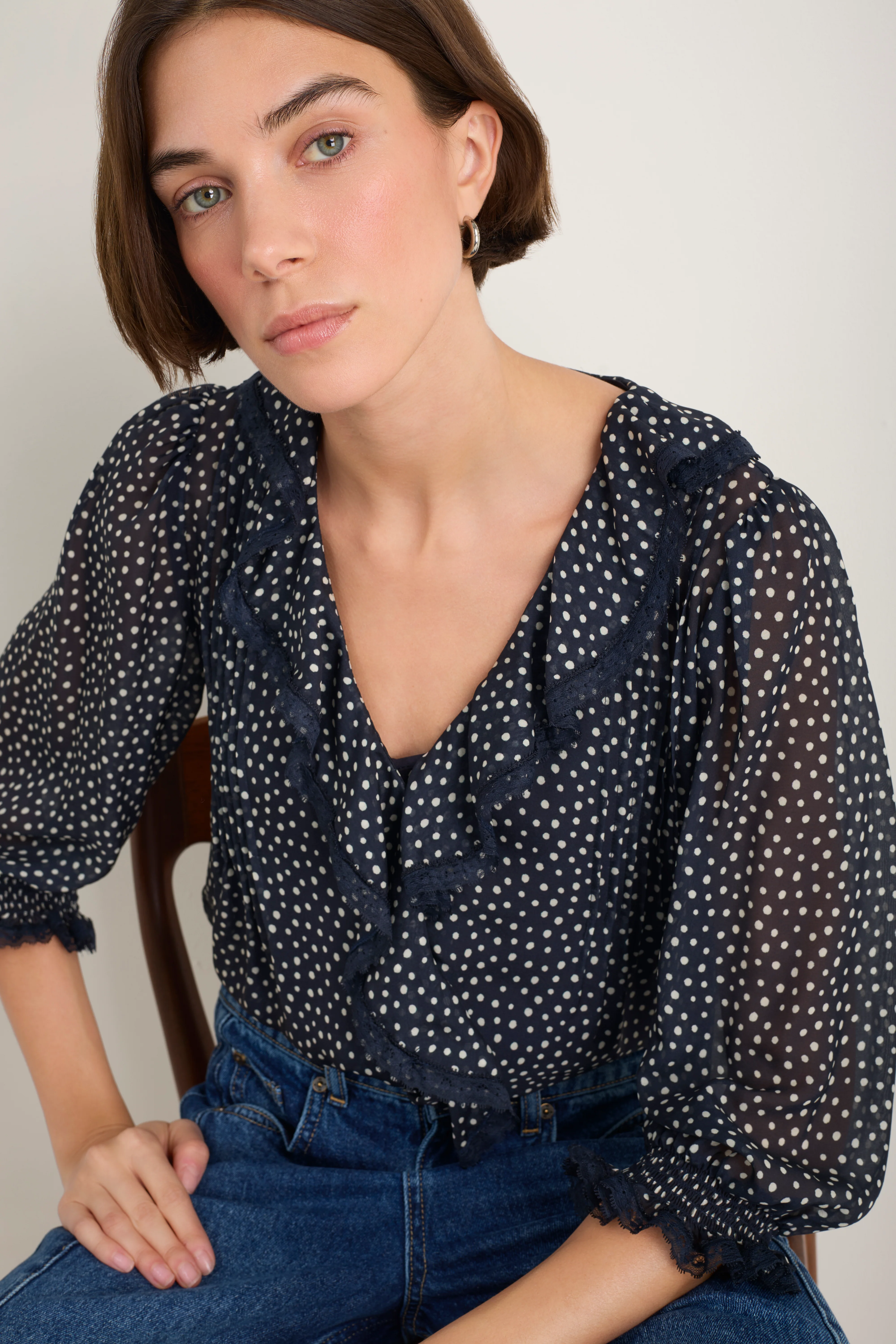 Laurent Silk Blouse - Midnight Spot - Image 5