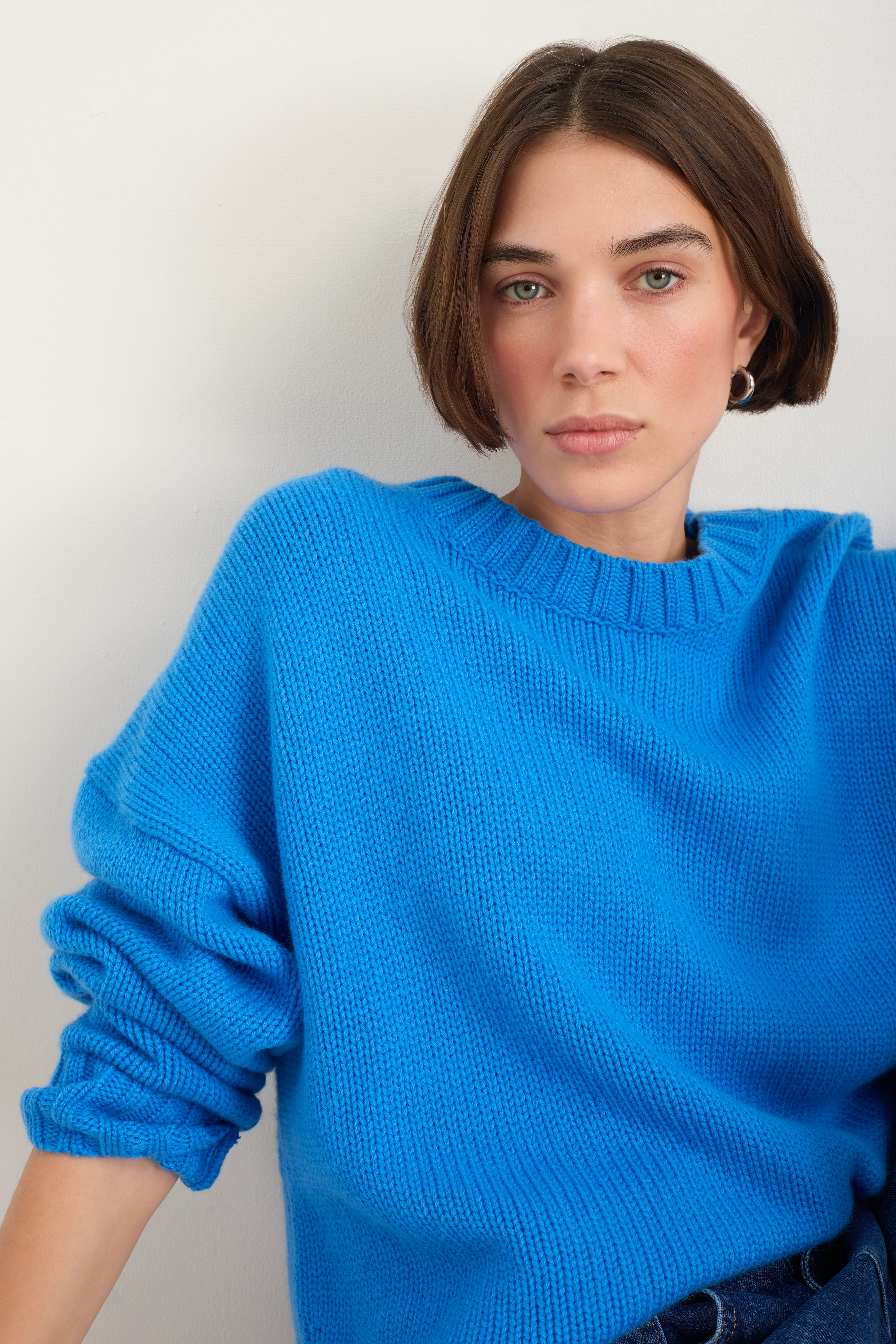 Liana Chunky Crew Neck Jumper - Azure Blue - Image 5