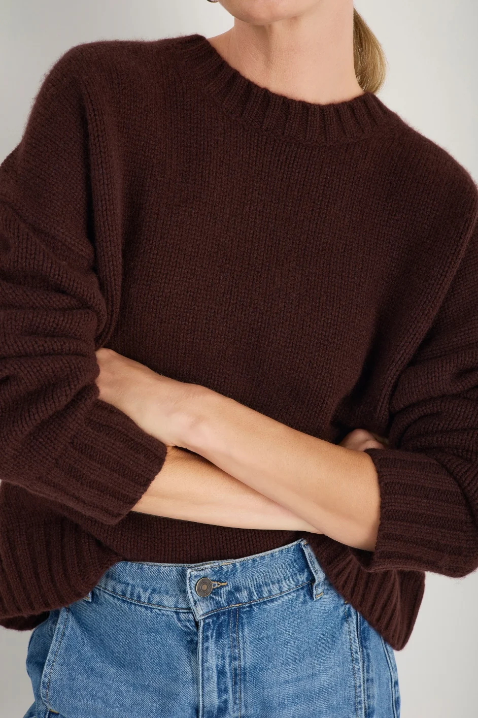 Liana Chunky Crew Neck Jumper - Espresso - Image 2