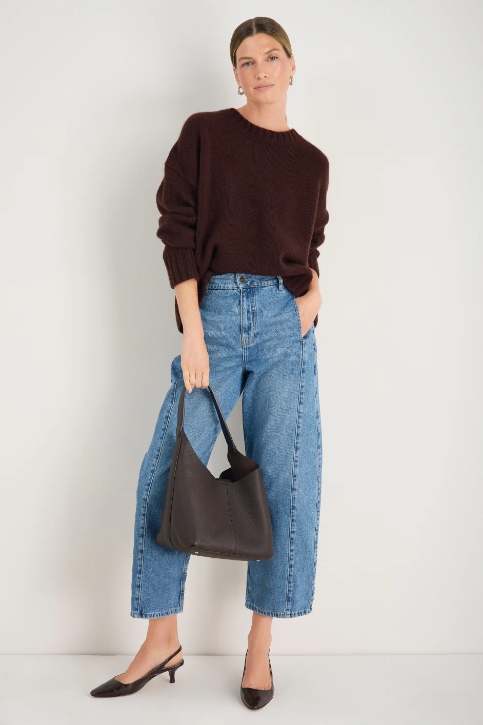 Liana Chunky Crew Neck Jumper - Espresso - Image 3