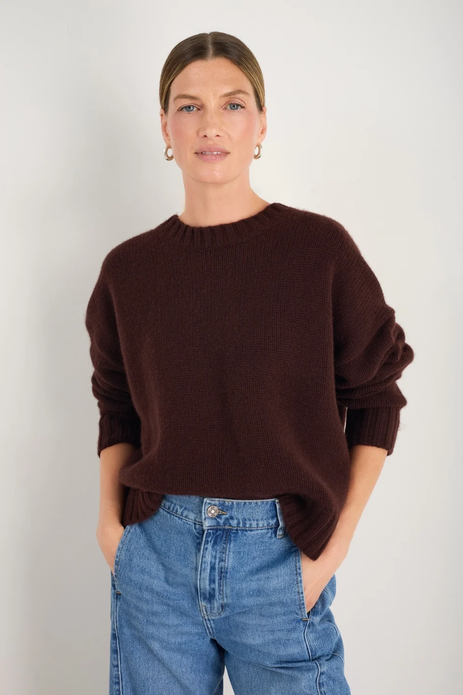 Liana Chunky Crew Neck Jumper - Espresso - Image 4