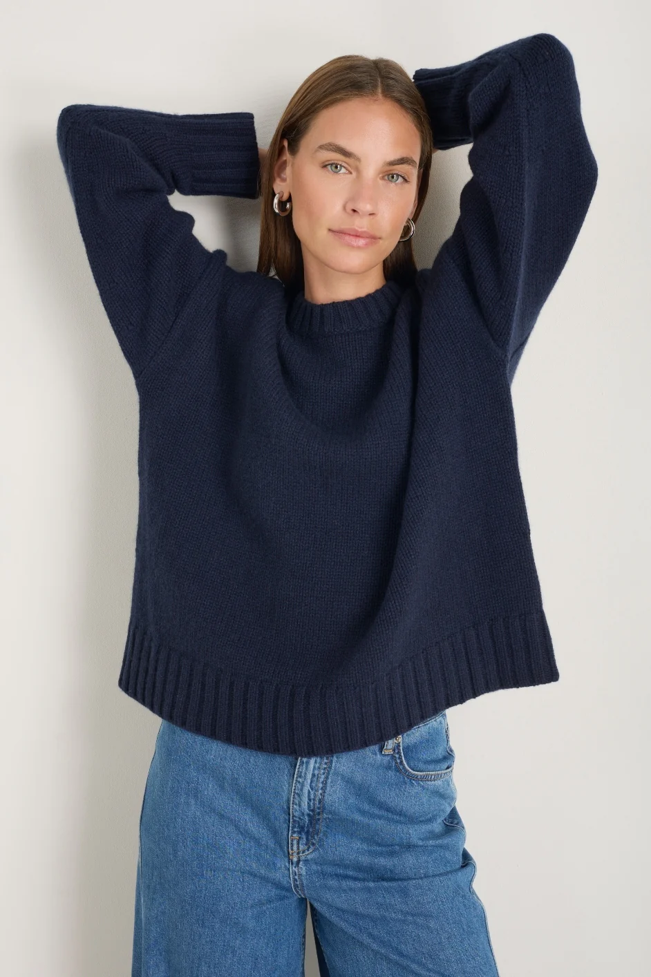 Liana Chunky Crew Neck Jumper - Midnight - Image 3