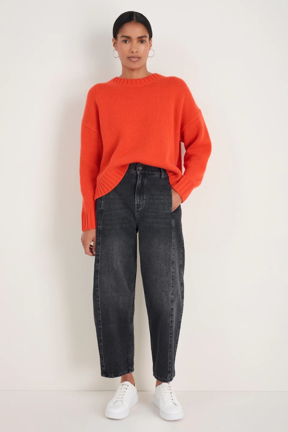 Liana Chunky Crew Neck Jumper - Paprika Orange - Image 4