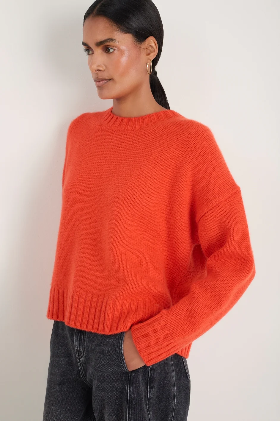 Liana Chunky Crew Neck Jumper - Paprika Orange - Image 5