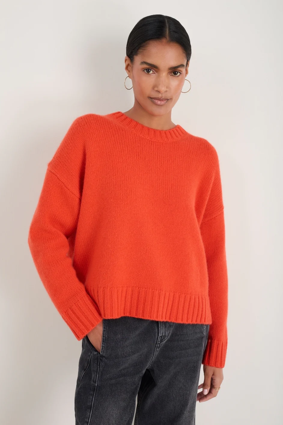 Liana Chunky Crew Neck Jumper - Paprika Orange - Image 6