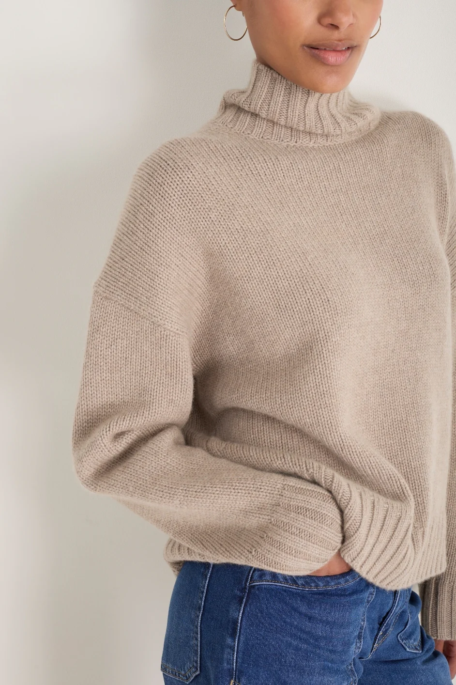 Liana Chunky Funnel Neck Jumper - Toast - Image 2