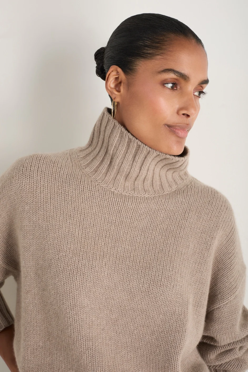 Liana Chunky Funnel Neck Jumper - Toast - Image 4
