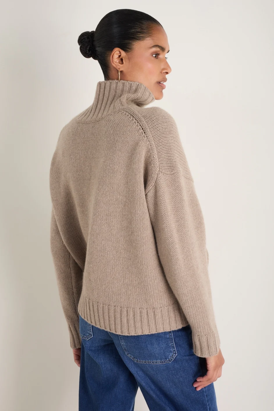 Liana Chunky Funnel Neck Jumper - Toast - Image 6