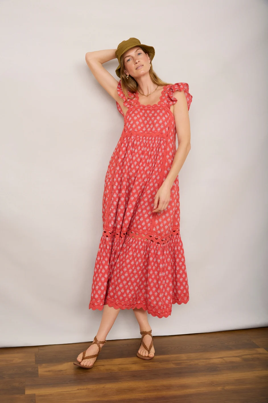 Liliana Dress - Coral Woodblock - Image 3