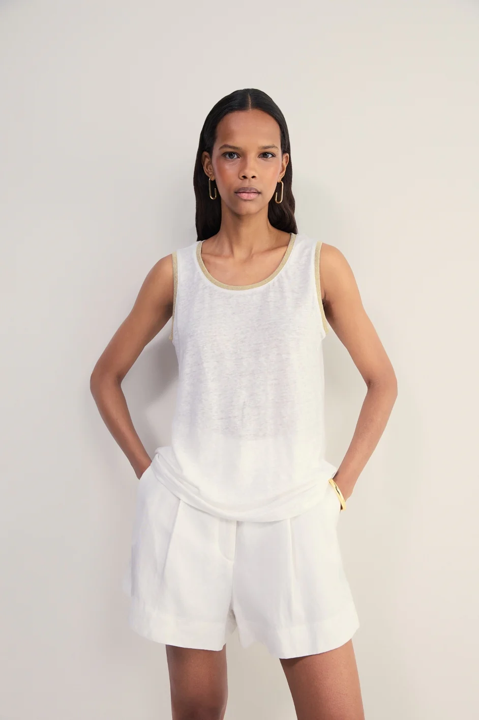 Lily Linen Tank - White - Image 3