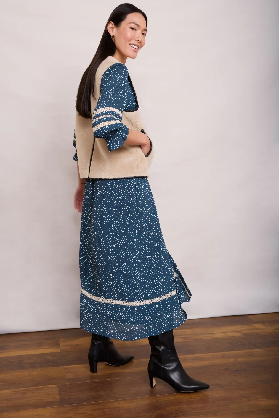 Lisette Shirt Dress - Blue Spot - Image 3