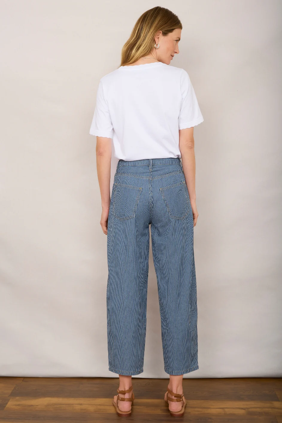 Lula Barrel Jean - Blue/Ivory Stripe - Image 4