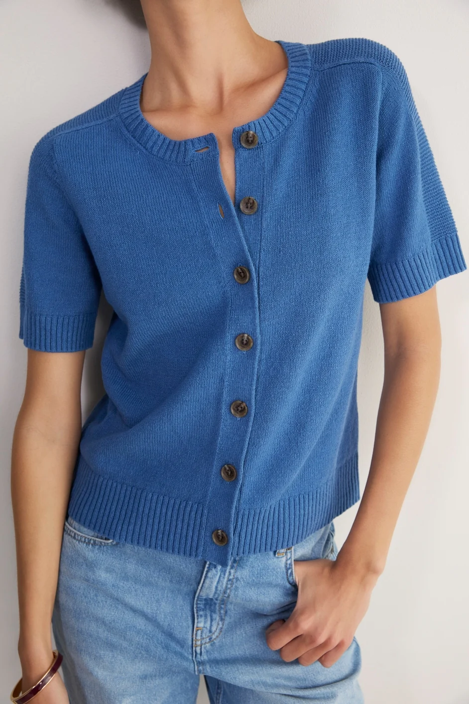 Luna Linen Cotton Cardigan - Coastal Blue - Image 2