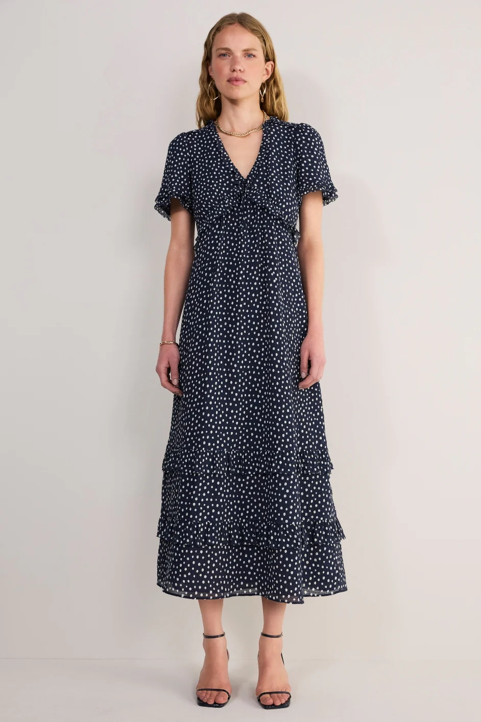 Lyra Silk Blend Dress - Midnight Spot - Image 4