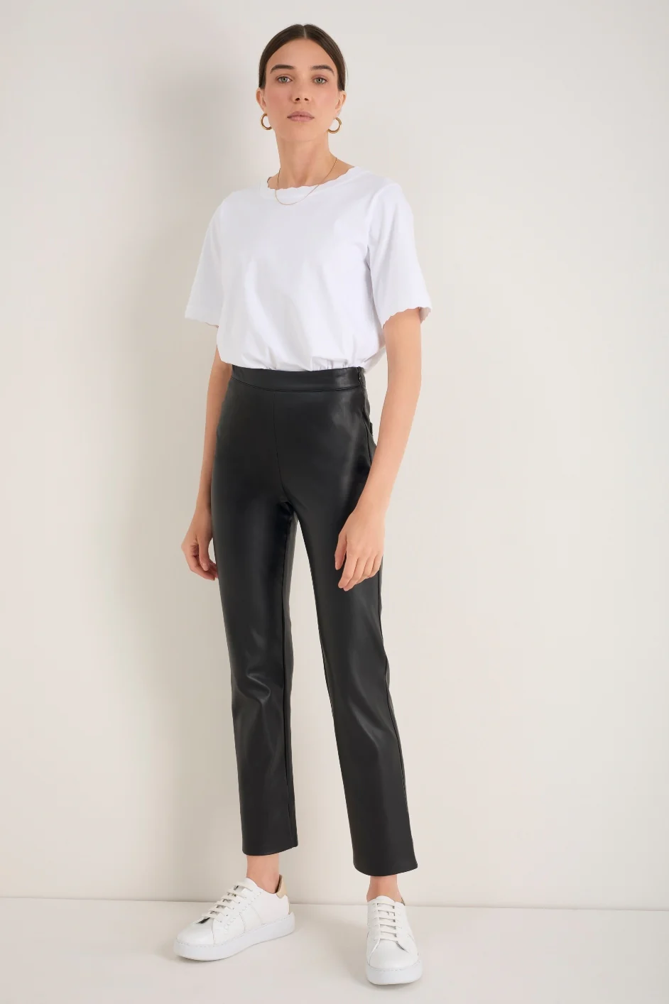 Lyra Slim Leg Faux Leather Trouser - Black