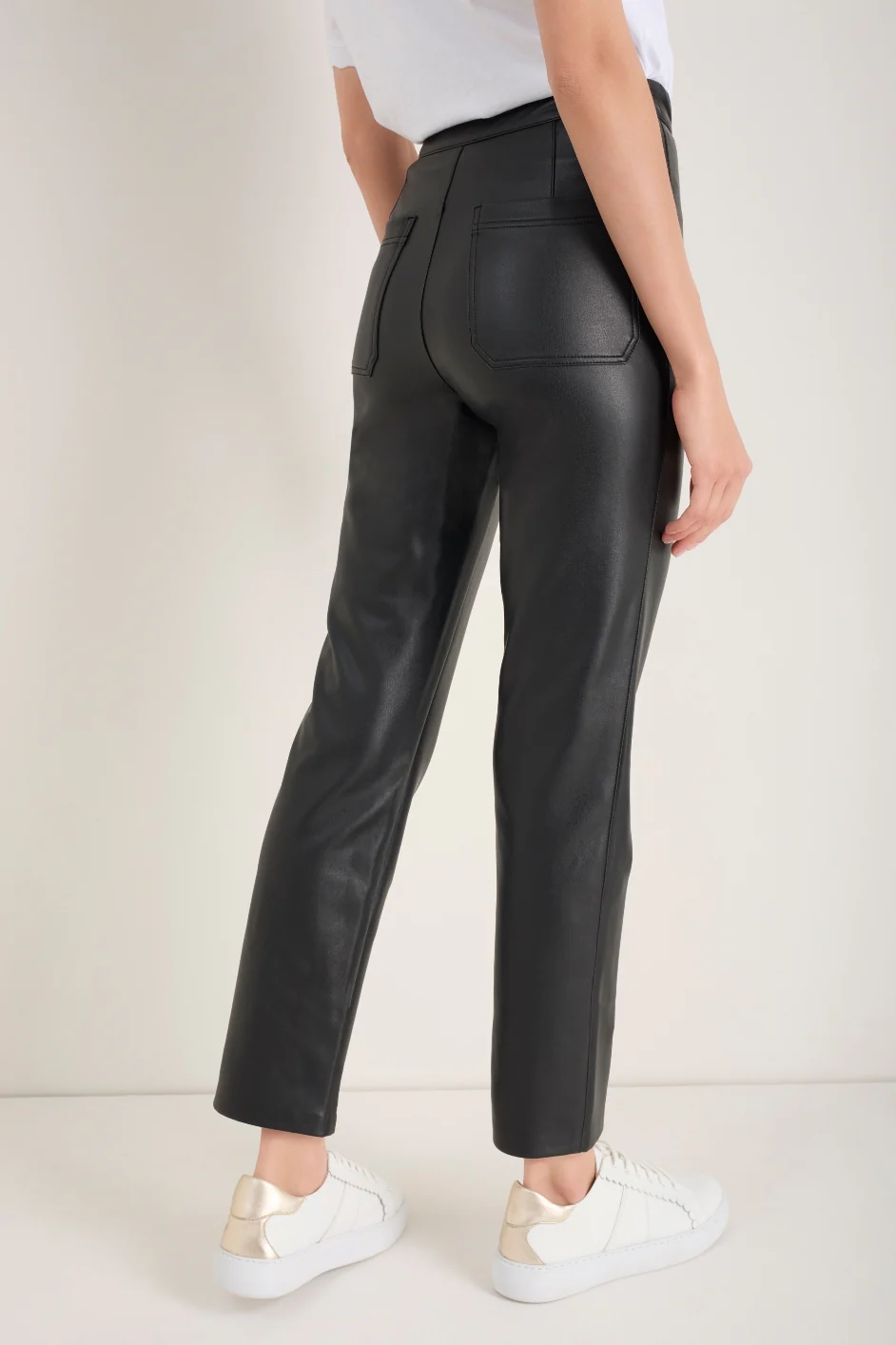 Lyra Slim Leg Faux Leather Trouser - Black - Image 2
