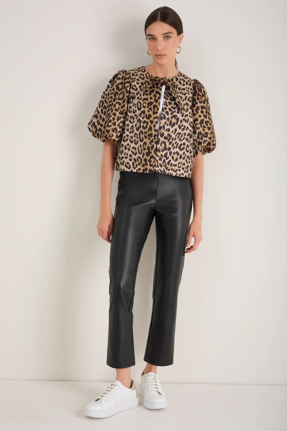 Lyra Slim Leg Faux Leather Trouser - Black - Image 3