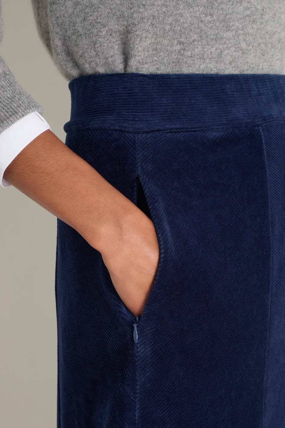Madeleine Cord Velour Skirt - Midnight - Image 2