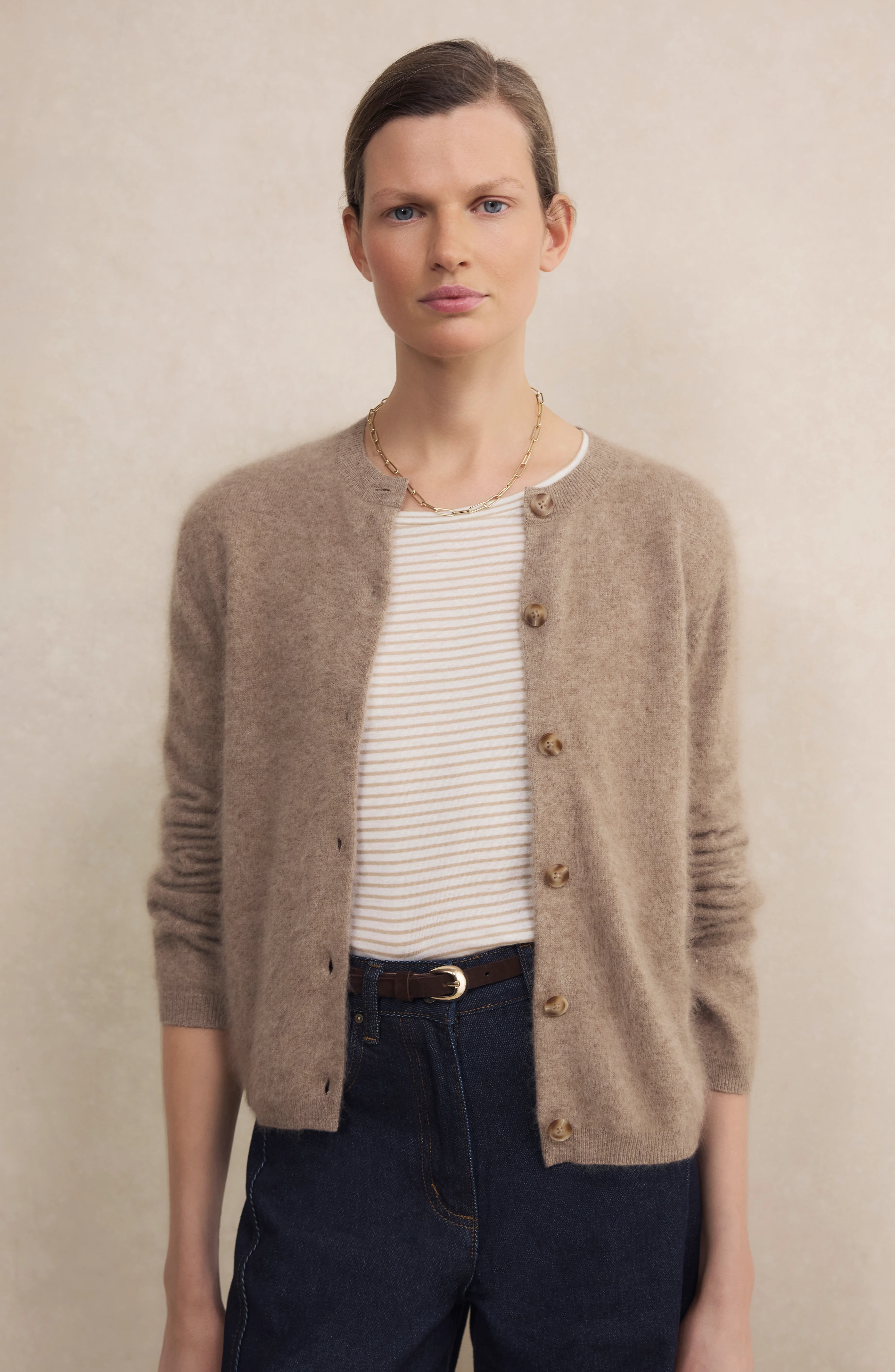 Madeleine Supersoft Jersey Top - Oat/Ivory Stripe - Image 4
