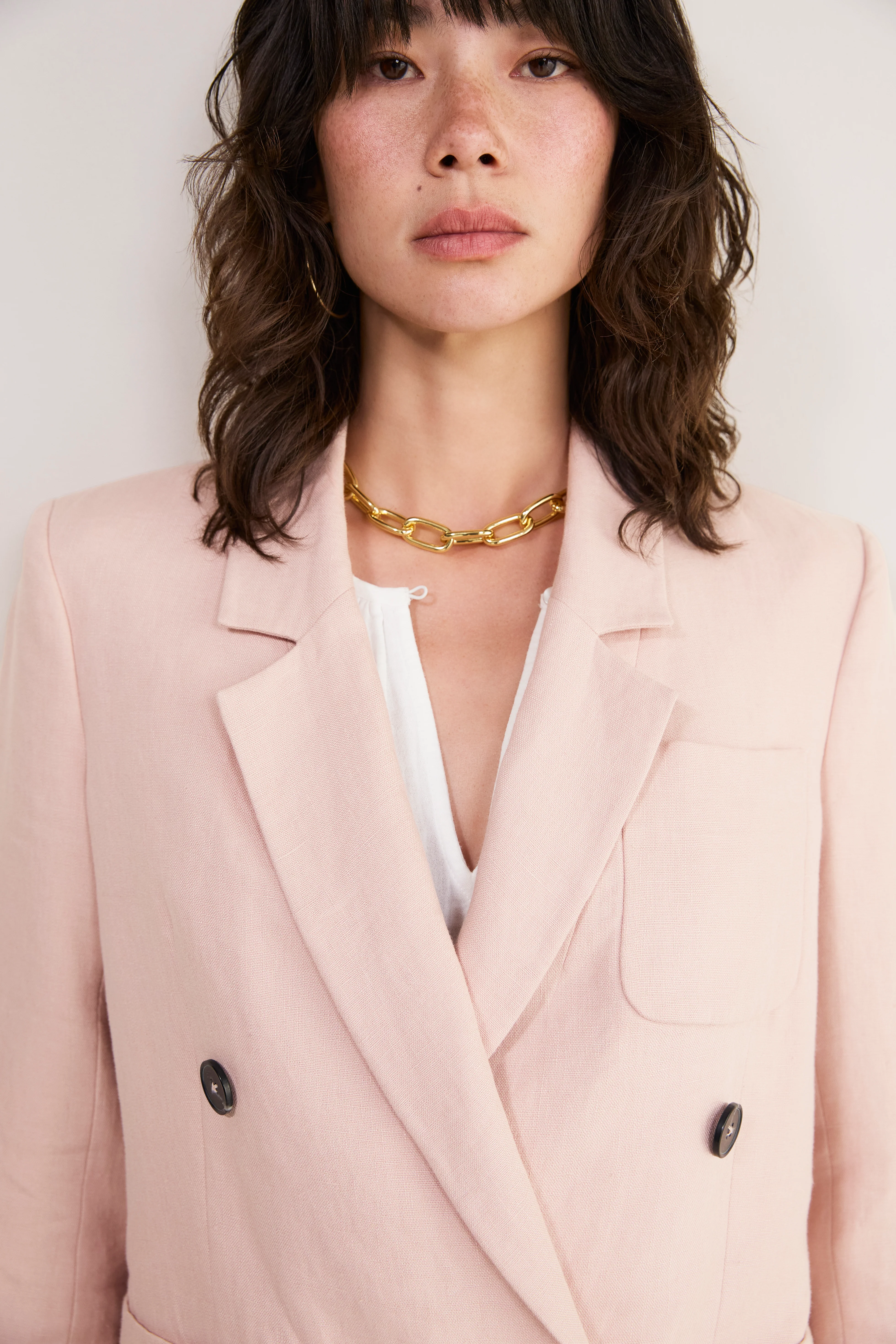 Maisie Double Breasted Blazer - Dusky Pink - Image 7